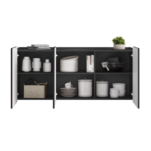 Komoda Malmi 150 cm wisząca - czarny mat / czarny